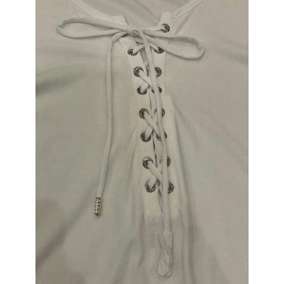 White House Black Market Bundle (2) of Blk/Wht Tie Tanks w/ Silver detail Medium - Picture 3 of 13